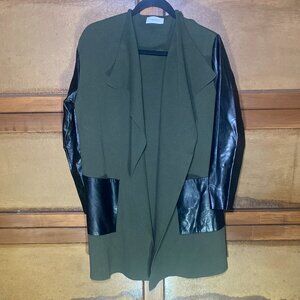 Vicolo Women's Olive Green and Black Open Front Jacket Size S/M